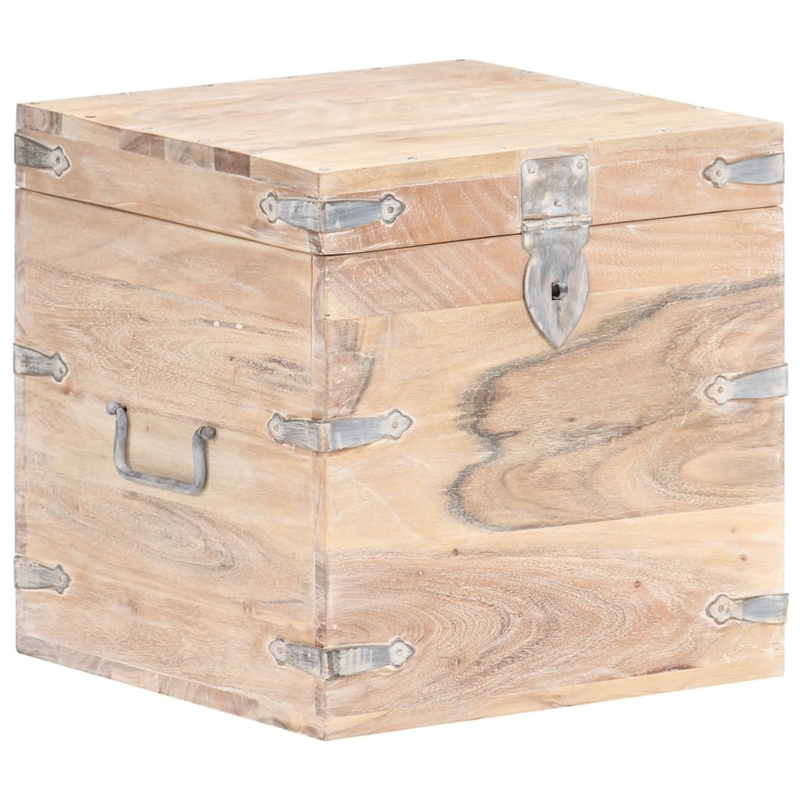 vidaXL Solid Acacia Wood Iron Chest in White