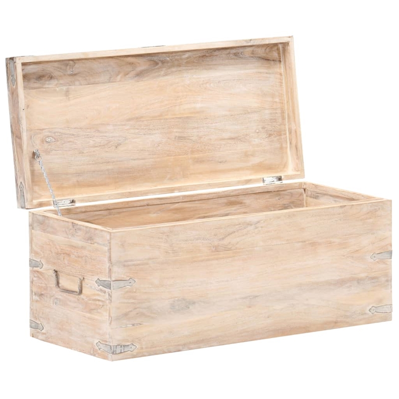 vidaXL Sturdy Acacia Wood with Iron Accents Chest in White Finish