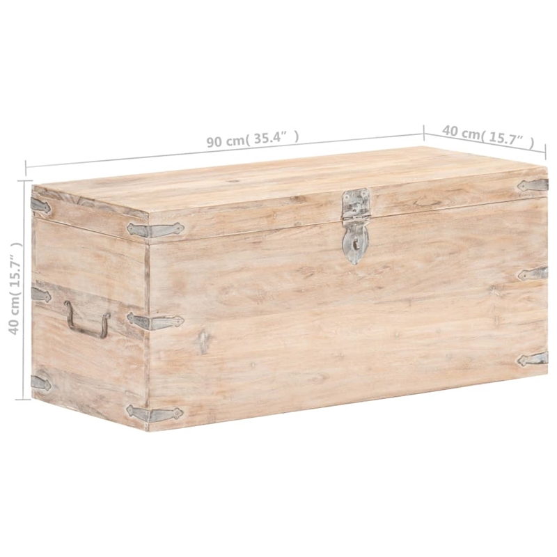 vidaXL Sturdy Acacia Wood with Iron Accents Chest in White Finish