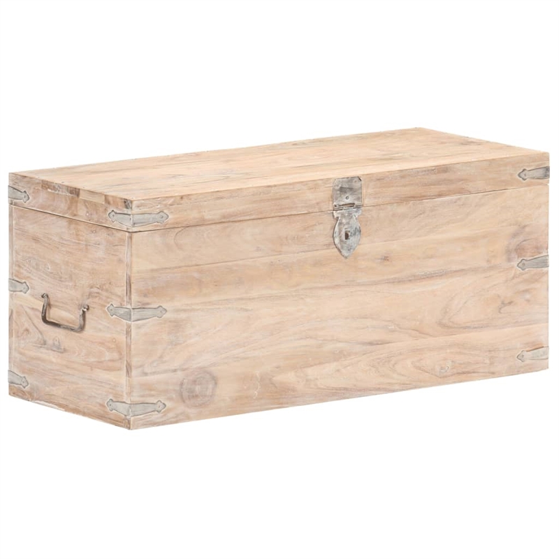 vidaXL Sturdy Acacia Wood with Iron Accents Chest in White Finish