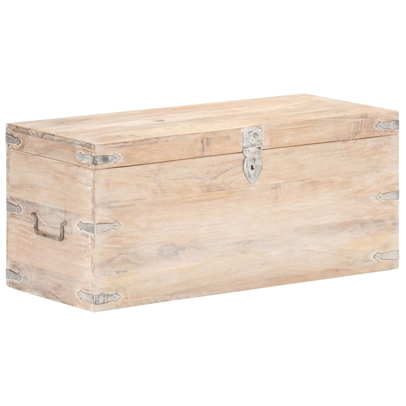 vidaXL Sturdy Acacia Wood with Iron Accents Chest in White Finish
