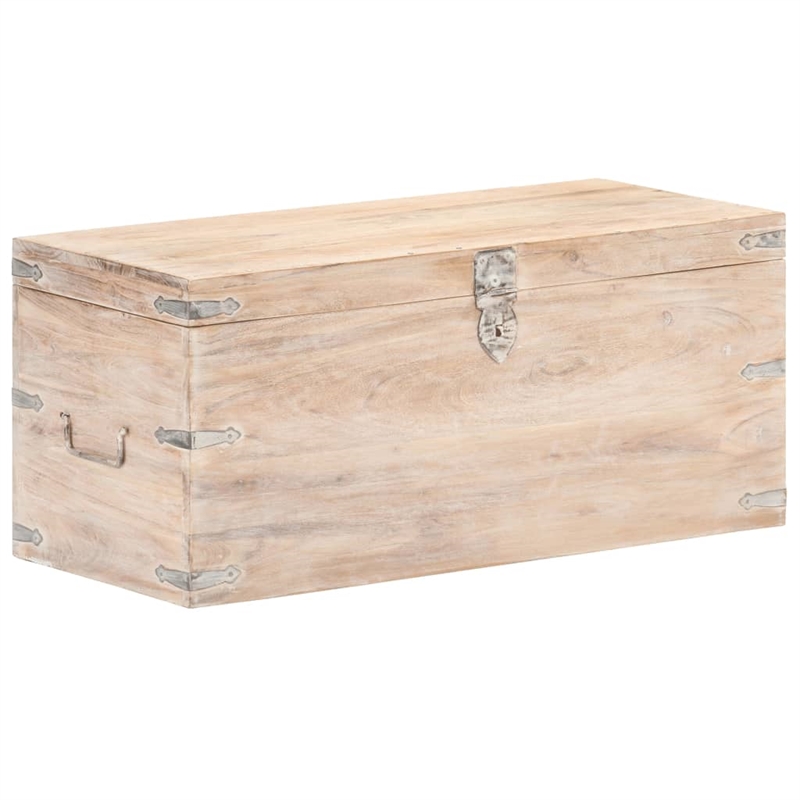 vidaXL Sturdy Acacia Wood with Iron Accents Chest in White Finish