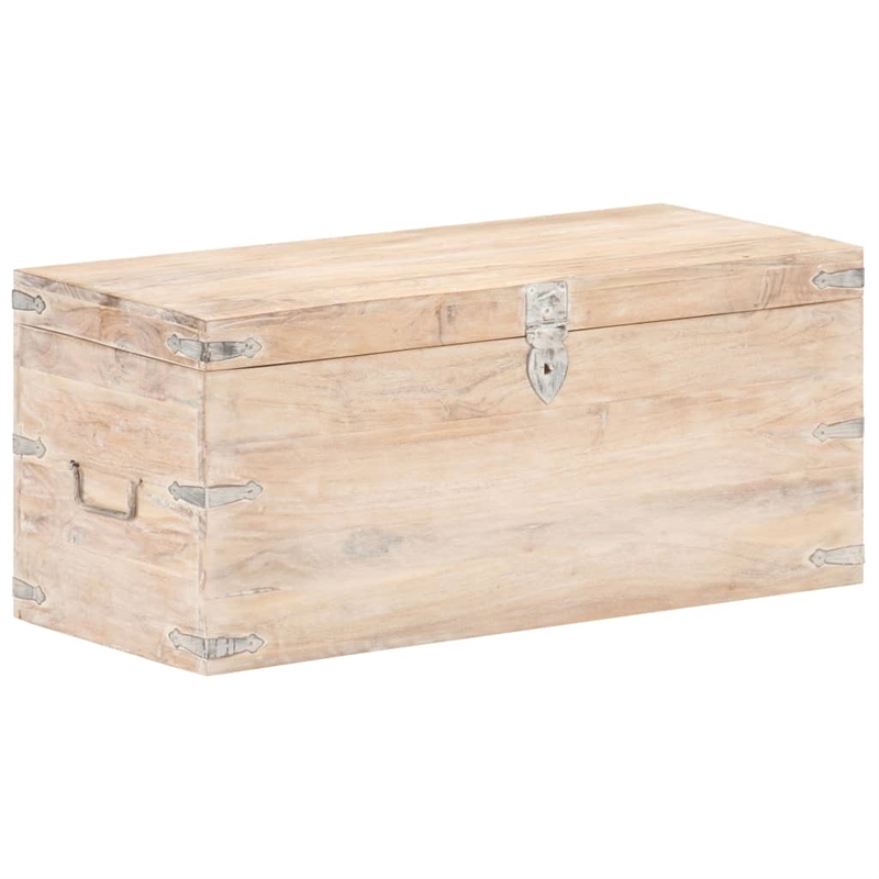 vidaXL Sturdy Acacia Wood with Iron Accents Chest in White Finish