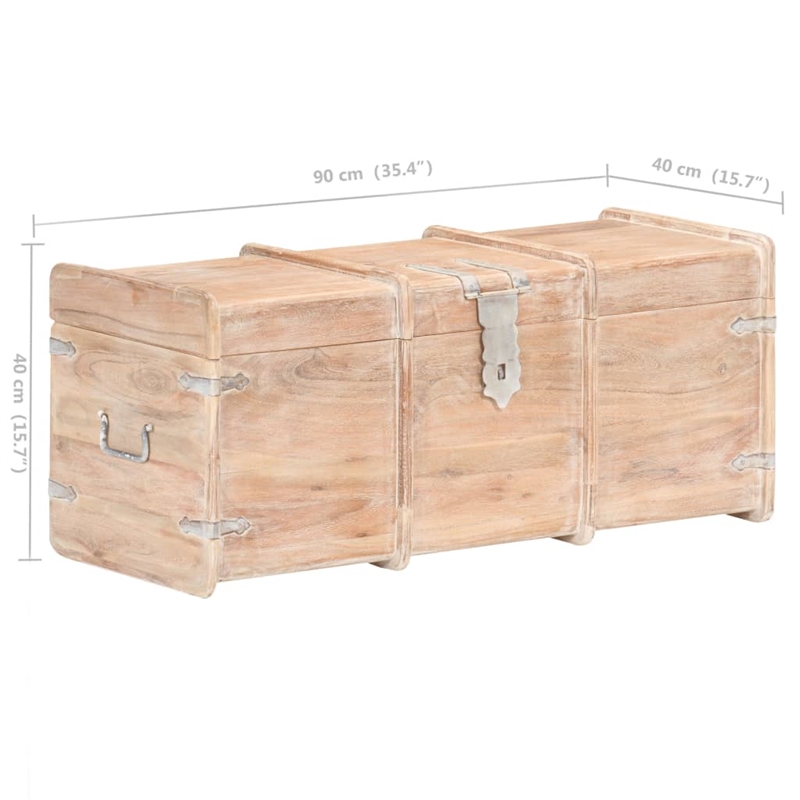 vidaXL Solid Acacia Wood Storage Chest in White Finish