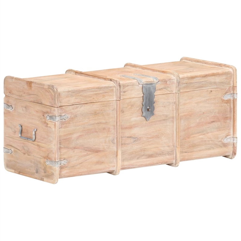 vidaXL Solid Acacia Wood Storage Chest in White Finish