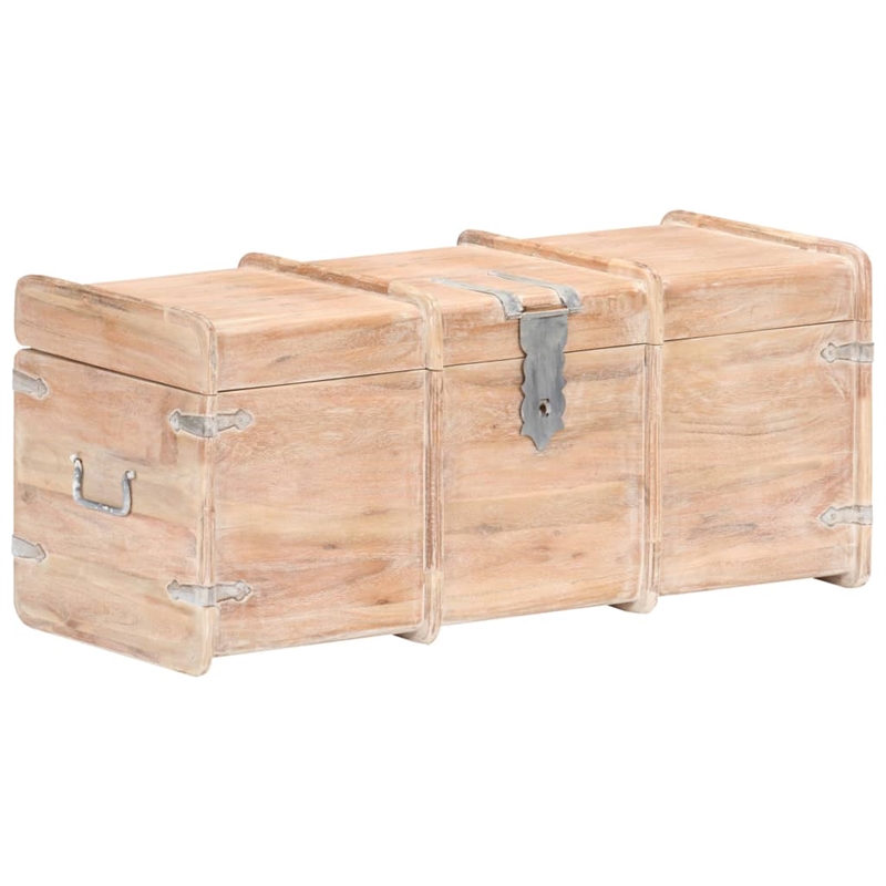 vidaXL Solid Acacia Wood Storage Chest in White Finish