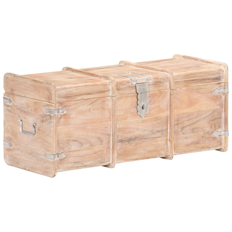 vidaXL Solid Acacia Wood Storage Chest in White Finish