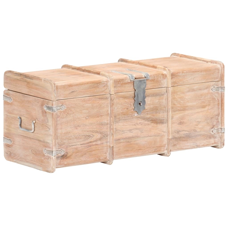 vidaXL Solid Acacia Wood Storage Chest in White Finish