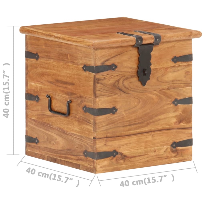 vidaXL Medium Solid Acacia Wood Chest with Iron Accents in Brown