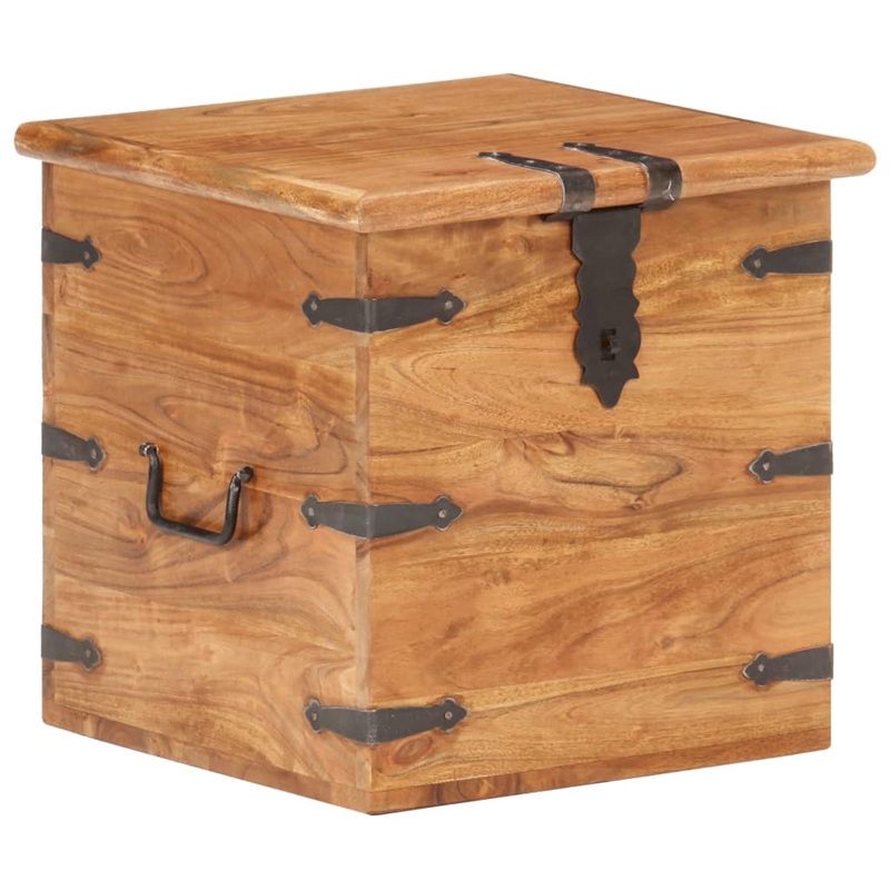 vidaXL Medium Solid Acacia Wood Chest with Iron Accents in Brown