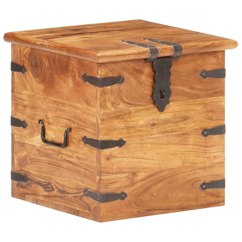 vidaXL Medium Solid Acacia Wood Chest with Iron Accents in Brown