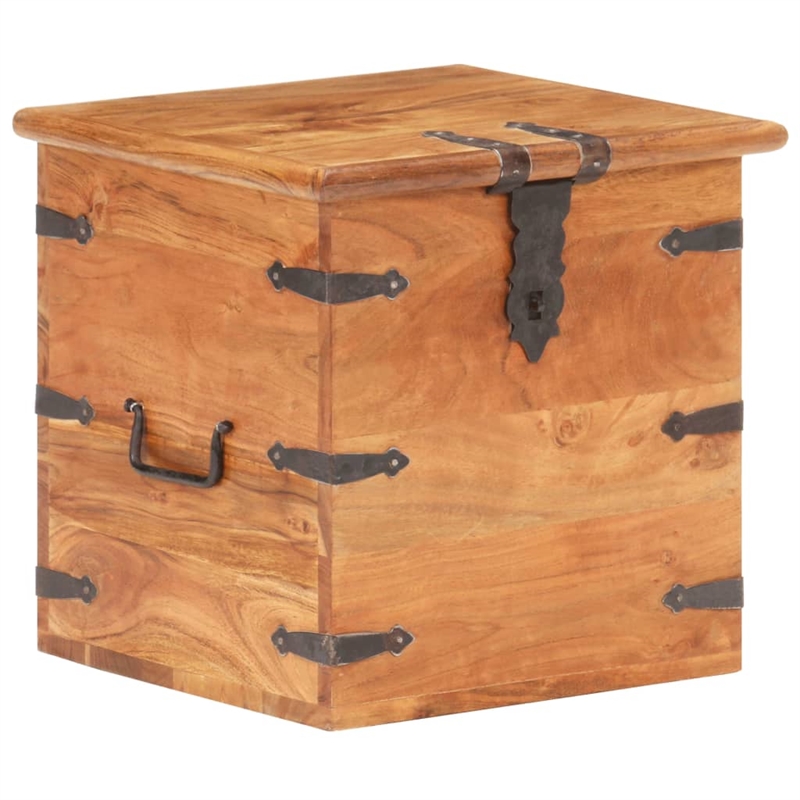 vidaXL Medium Solid Acacia Wood Chest with Iron Accents in Brown