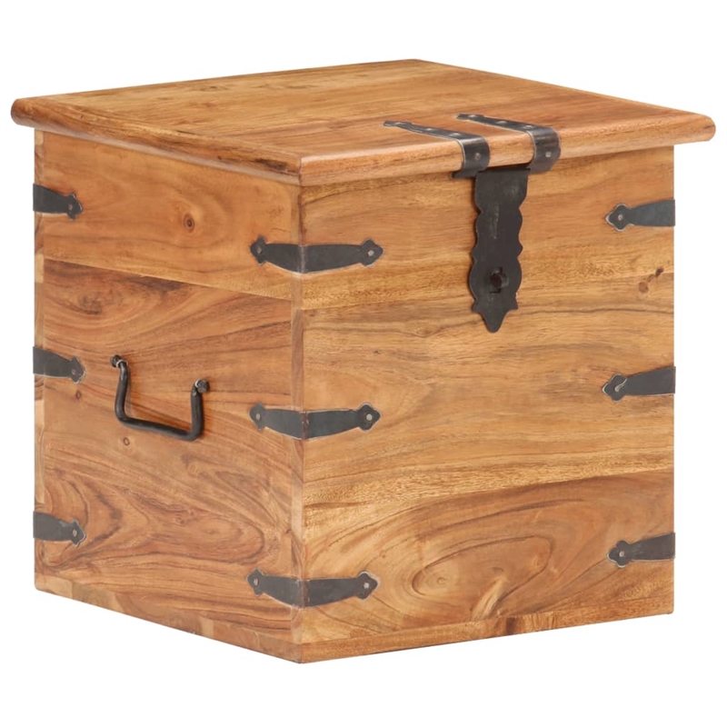 vidaXL Medium Solid Acacia Wood Chest with Iron Accents in Brown