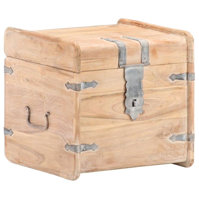 vidaXL White Solid Acacia Wood Chest in White