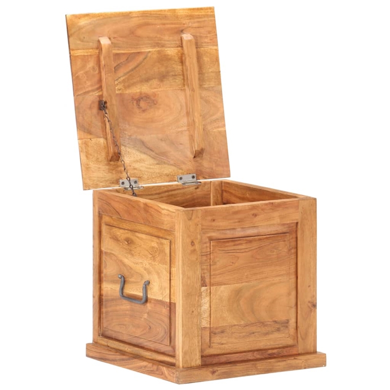 vidaXL Small Square Solid Acacia Wood Storage Chest in Brown