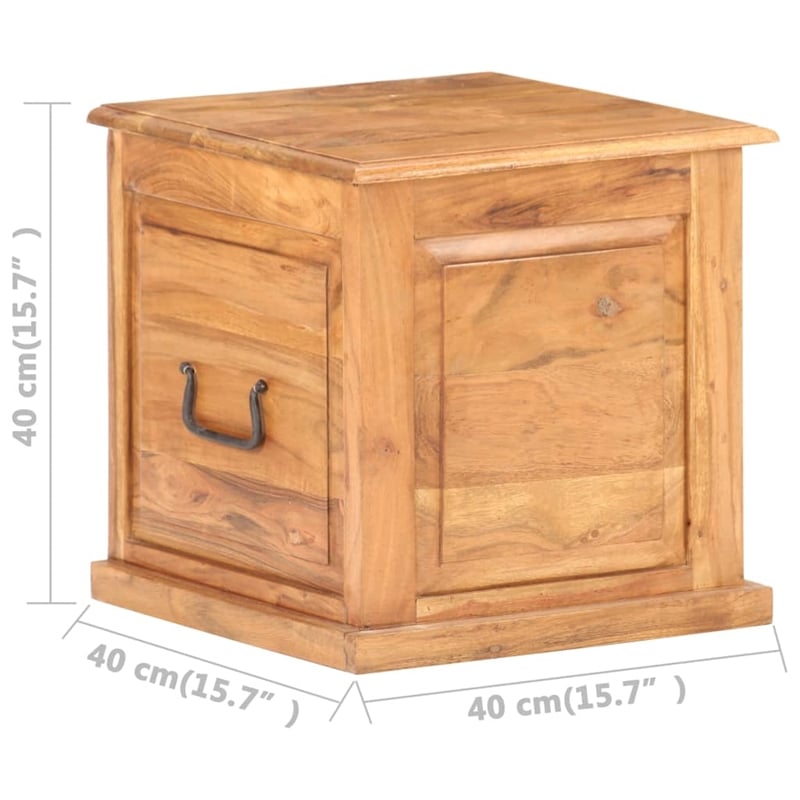 vidaXL Small Square Solid Acacia Wood Storage Chest in Brown