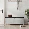 vidaXL Medium Concrete Engineered Wood Storage Box with Faux Leather in Grey