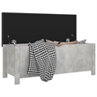 vidaXL Medium Concrete Engineered Wood Storage Box with Faux Leather in Grey