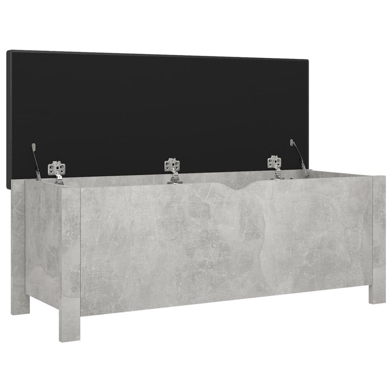 vidaXL Medium Concrete Engineered Wood Storage Box with Faux Leather in Grey