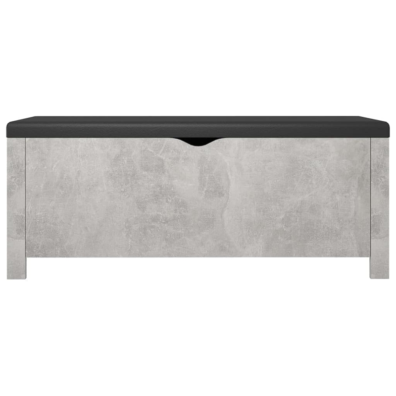 vidaXL Medium Concrete Engineered Wood Storage Box with Faux Leather in Grey
