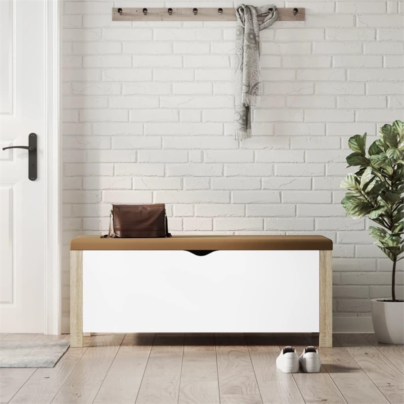 vidaXL Sonoma Oak Storage Box in White