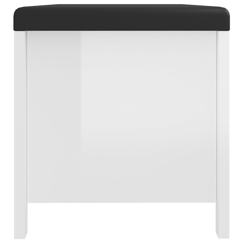 vidaXL Medium High Gloss Engineered Wood Storage Box with Faux Leather in White