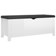 vidaXL Medium High Gloss Engineered Wood Storage Box with Faux Leather in White