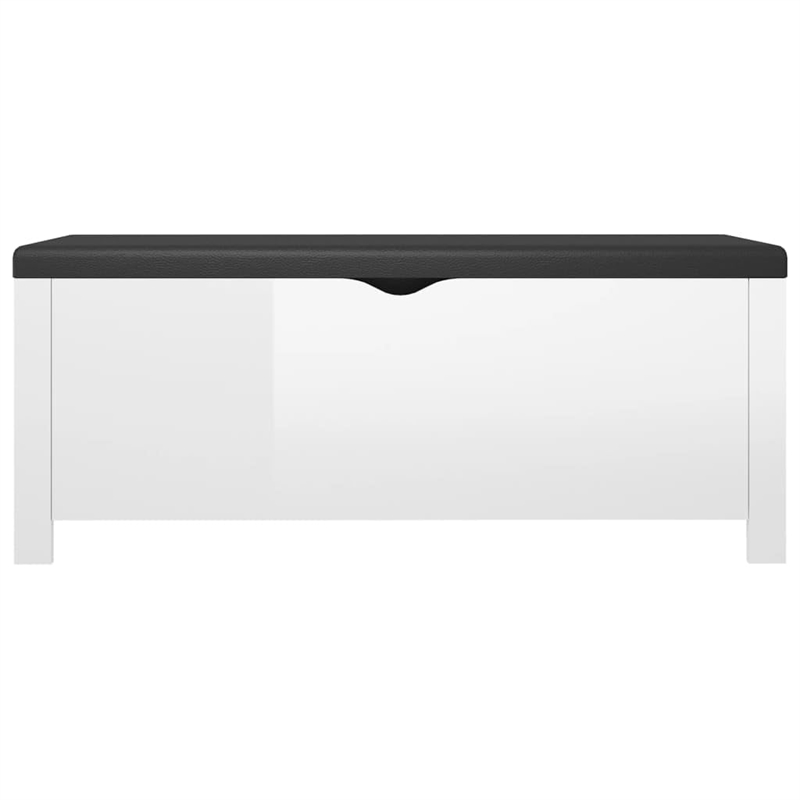 vidaXL Medium High Gloss Engineered Wood Storage Box with Faux Leather in White