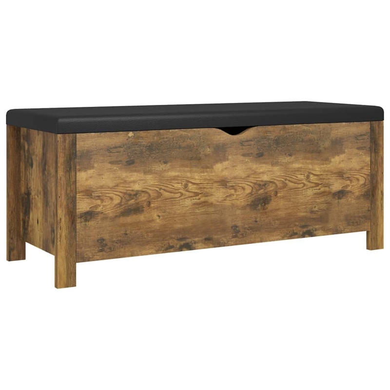 vidaXL Standard Engineered Wood Storage Box w/ Faux Leather in Smoked Oak