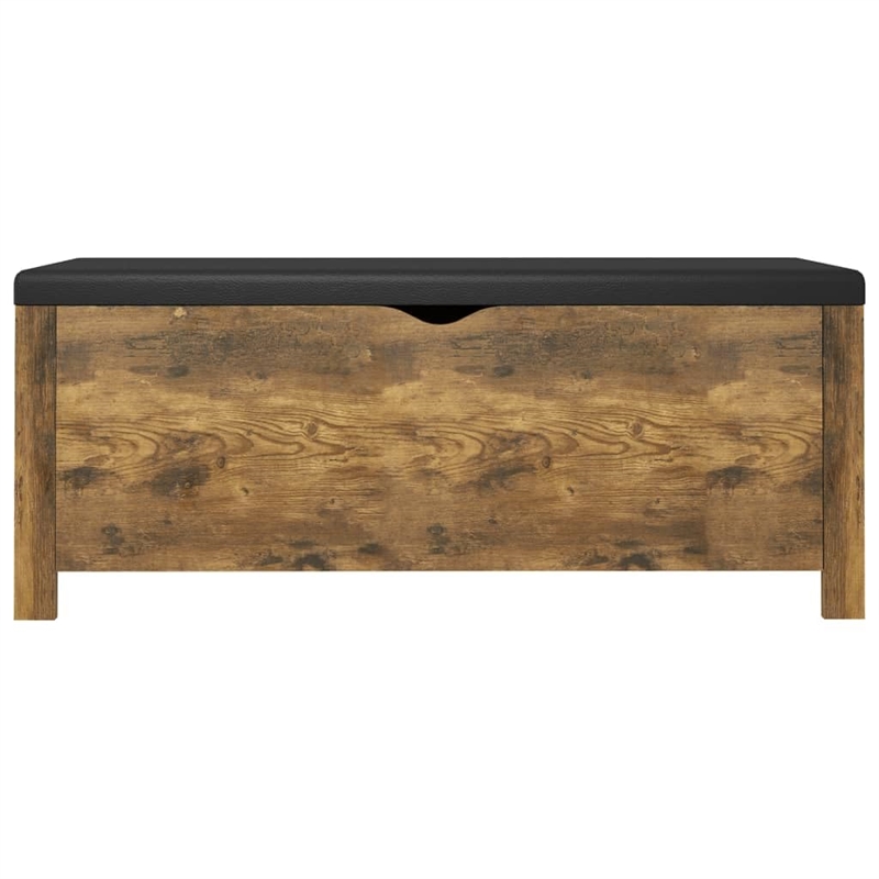 vidaXL Standard Engineered Wood Storage Box w/ Faux Leather in Smoked Oak