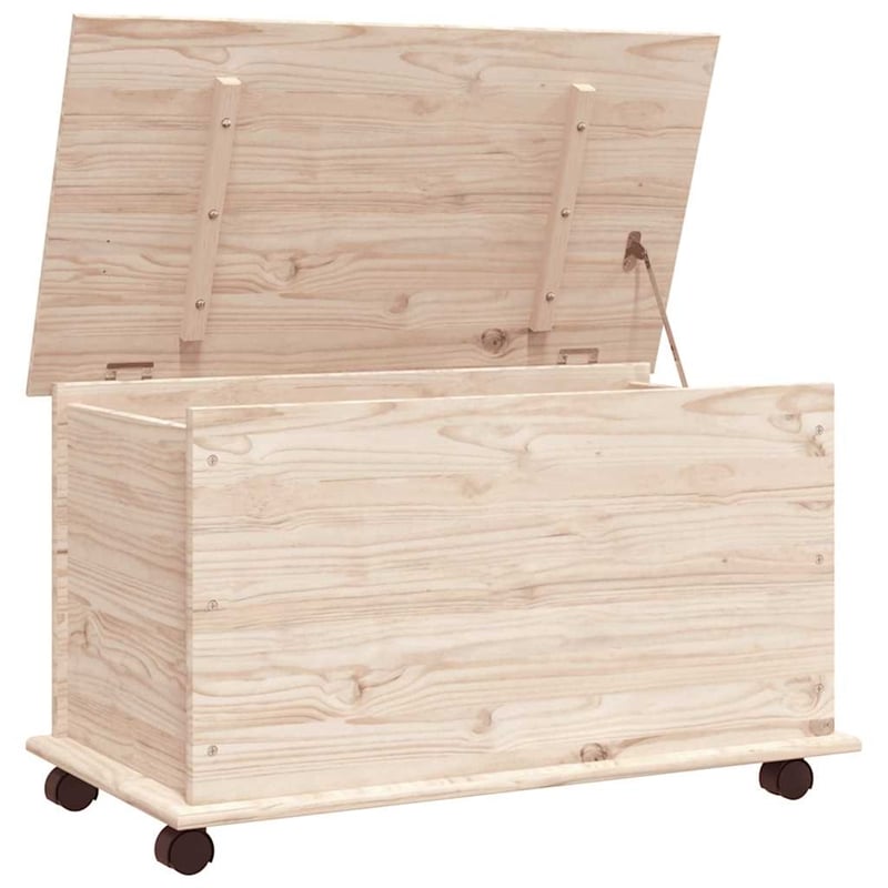 vidaXL Medium Solid Pine Wood Storage Chest in Natural