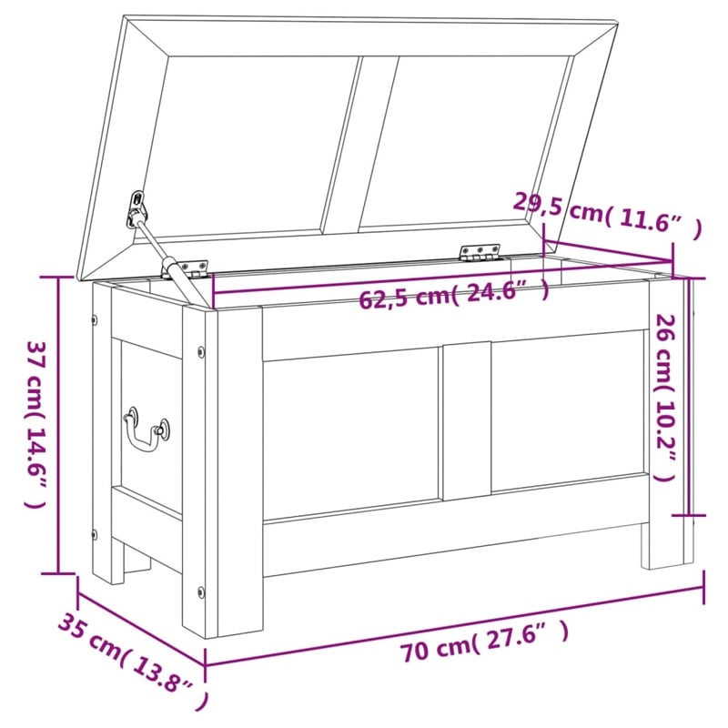 vidaXL Solid Acacia Wood and Engineered Wood Storage Chest in Brown