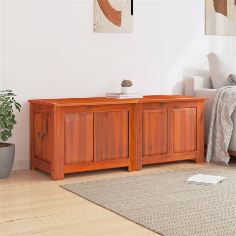 vidaXL Large Solid Acacia Wood and Engineered Wood Storage Chest in Brown