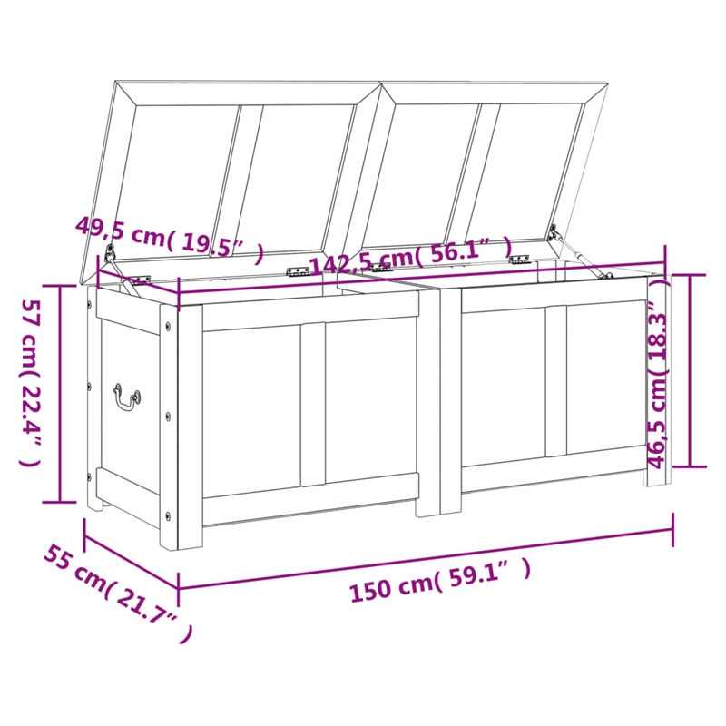 vidaXL Large Solid Acacia Wood and Engineered Wood Storage Chest in Brown