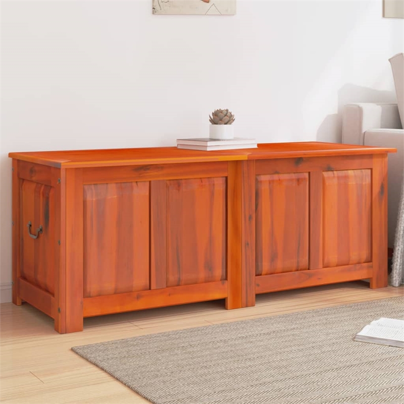 vidaXL Large Solid Acacia Wood and Engineered Wood Storage Chest in Brown
