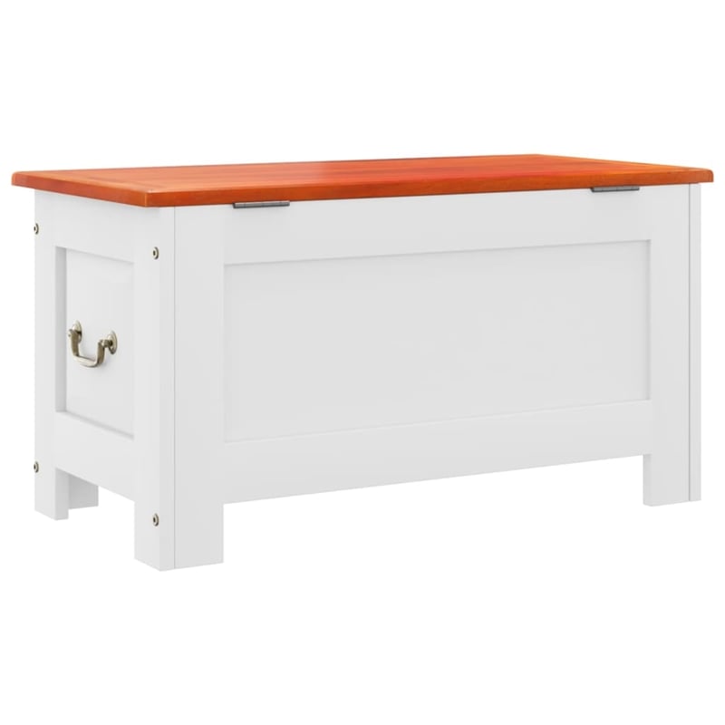 vidaXL Solid Acacia Wood Engineered wood Storage Chest in Brown and White