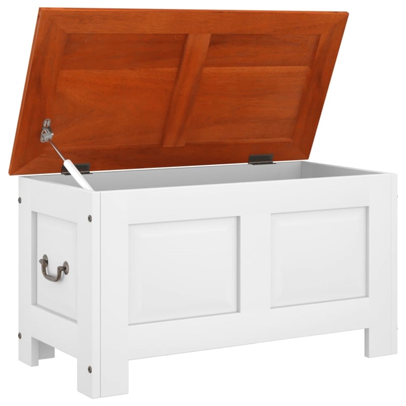 vidaXL Solid Acacia Wood Engineered wood Storage Chest in Brown and White