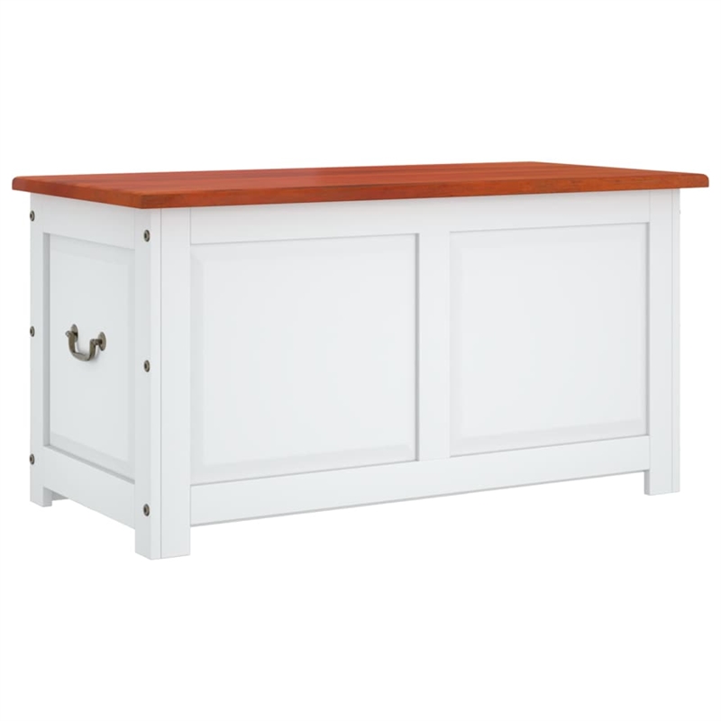 vidaXL Solid Acacia Wood and Engineered Wood Storage Chest in Brown and White