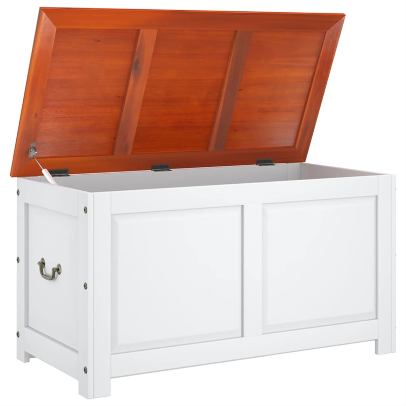 vidaXL Solid Acacia Wood and Engineered Wood Storage Chest in Brown and White