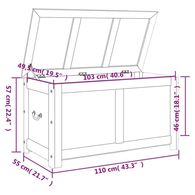 vidaXL Solid Acacia Wood and Engineered Wood Storage Chest in Brown and White