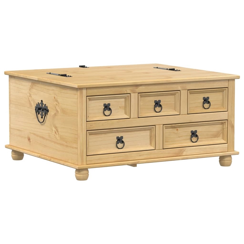 vidaXL Large Engineered Wood with Metal Storage Box in Honey