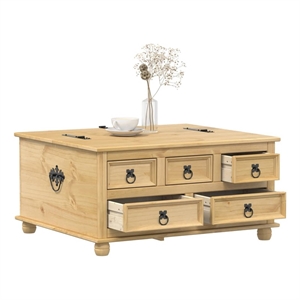 vidaXL Large Engineered Wood with Metal Storage Box in Honey