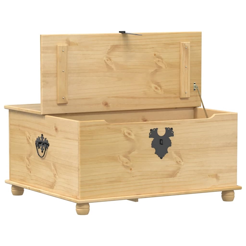 vidaXL Large Engineered Wood with Metal Storage Box in Honey