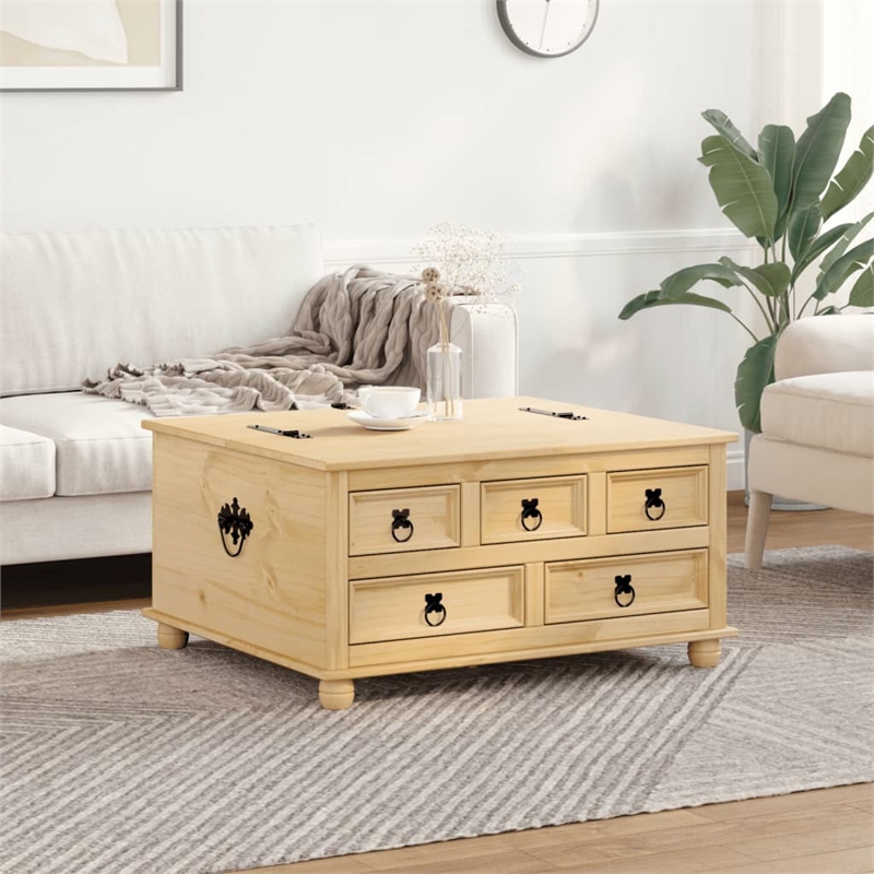 vidaXL Large Engineered Wood with Metal Storage Box in Honey