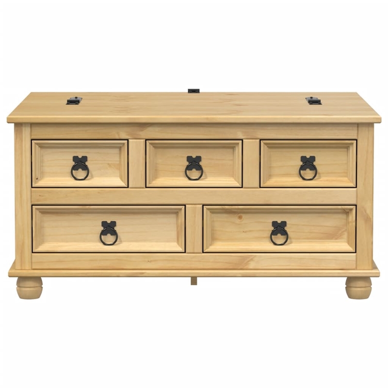 vidaXL Large Engineered Wood with Metal Storage Box in Honey
