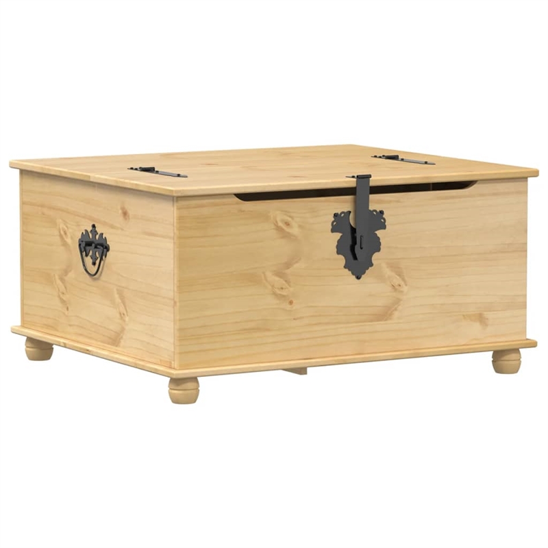 vidaXL Large Engineered Wood with Metal Storage Box in Honey