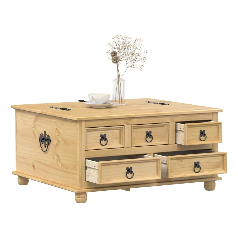 vidaXL Large Engineered Wood with Metal Storage Box in Honey