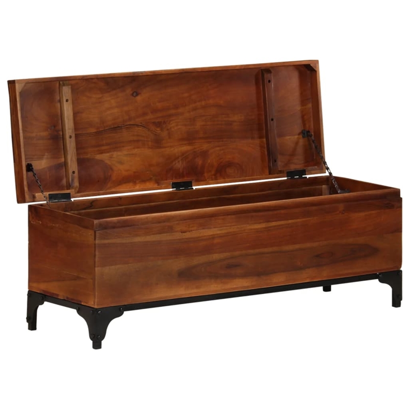 vidaXL Large Solid Acacia Wood Storage Trunk in Brown