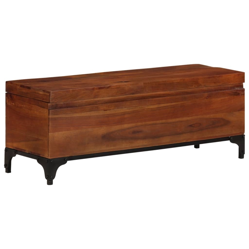 vidaXL Large Solid Acacia Wood Storage Trunk in Brown