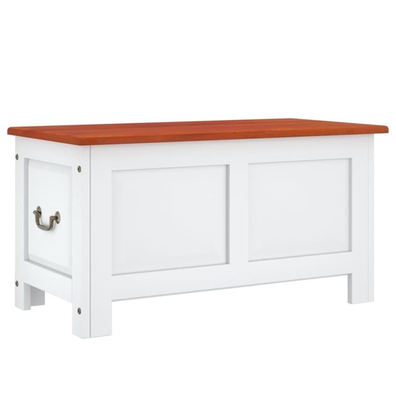 vidaXL Solid Acacia Wood and Engineered Wood Storage Chest in Brown and White